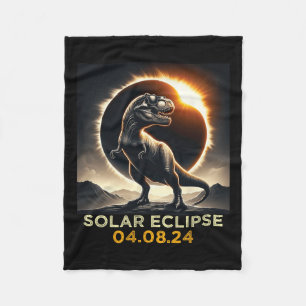 Total Solar Eclipse T-rex April 8 2024 America Sol Fleece Blanket