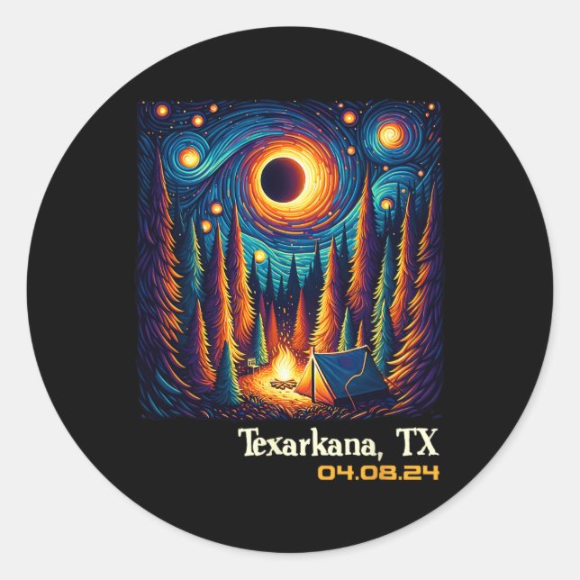 Total Solar Eclipse Texarkana Texas  Classic Round Sticker (Front)