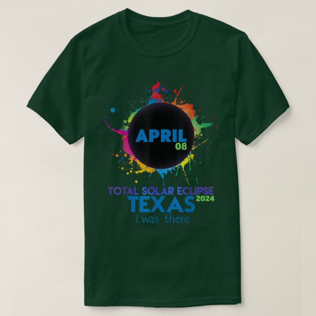 Total Solar Eclipse TEXAS 2024 Colourful Totality  T-Shirt (Design Front)