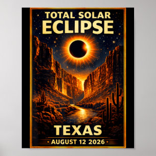 Total Solar Eclipse Texas 2026 Bigfoot Eclipse Poster