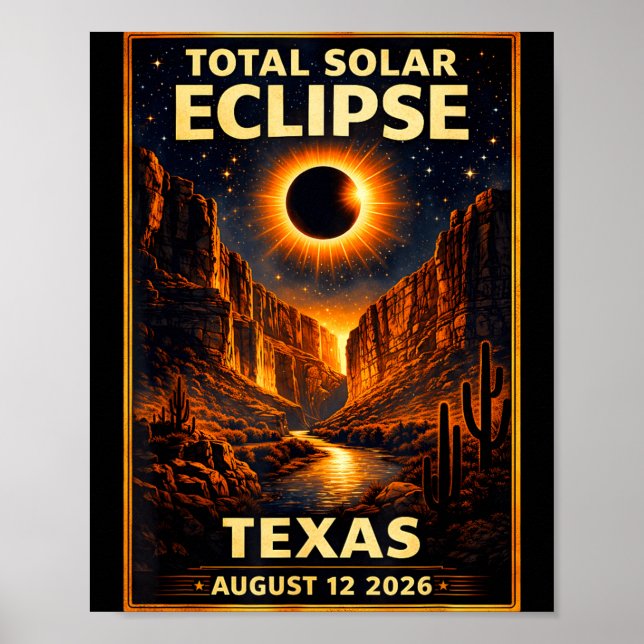 Total Solar Eclipse Texas 2026 Bigfoot Eclipse Poster (Front)