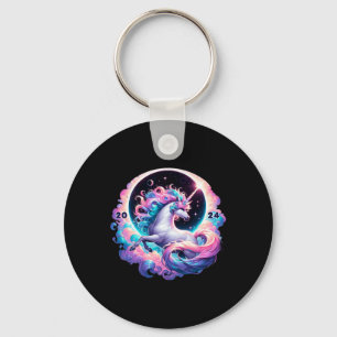 Total Solar Eclipse Totality Unicorn  Key Ring