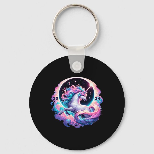 Total Solar Eclipse Totality Unicorn  Key Ring (Front)