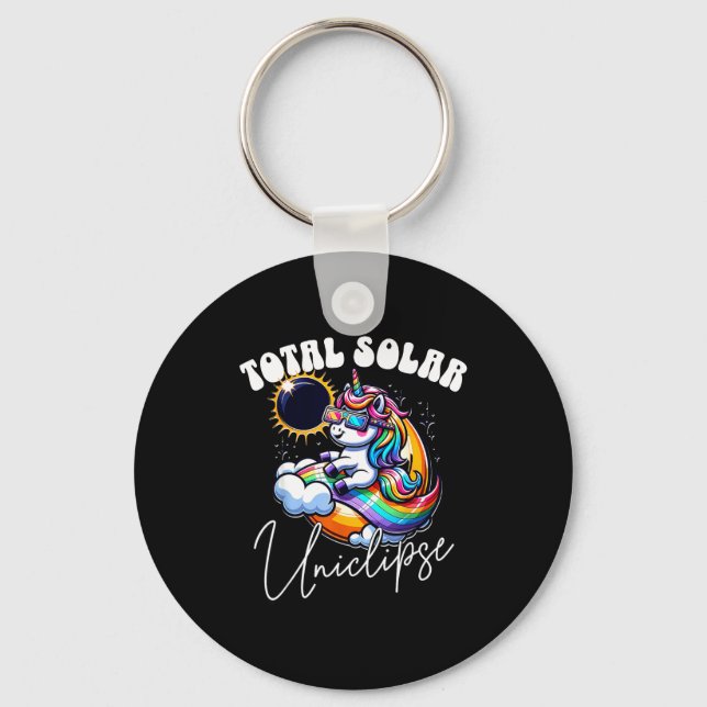 Total Solar Eclipse Unicorn Design Key Ring (Front)