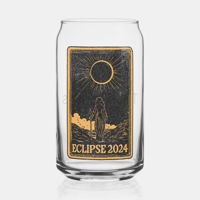 Total Solar Eclipse USA April 8, 2024 Celestial  Can Glass (Front)