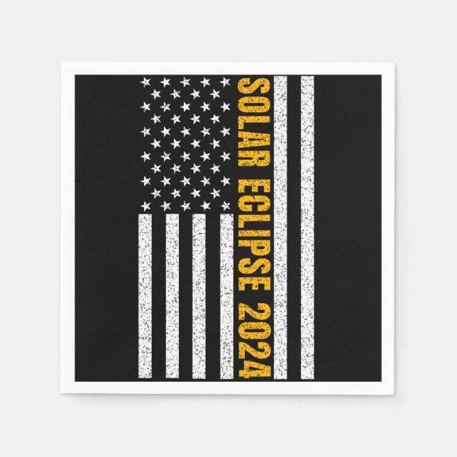 Total Solar Eclipse USA April 8, 2024  US flag Napkin (Front)