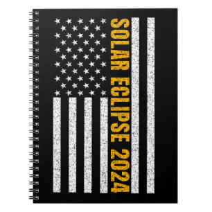 Total Solar Eclipse USA April 8, 2024  US flag Notebook