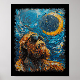 Total Solar Eclipse Van Gogh Starry Night Art Styl Poster