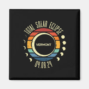 Total Solar Eclipse Vermont Retro 2024 Men Women K Magnet