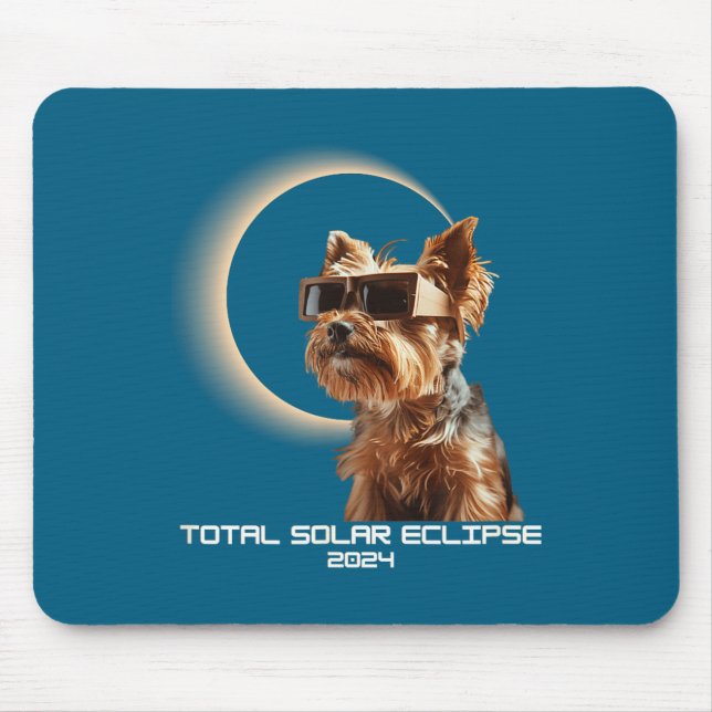 Total Solar Eclipse Yorkshire Terrier Illustration Mouse Pad (Front)