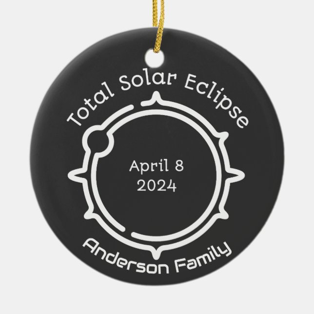 Total Solar Gift Eclipse 2024 Modern Minimal Ceramic Ornament (Front)