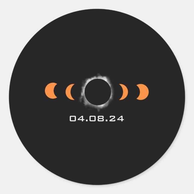 Total Sun Eclipse Solar April 8 2024 Path Of Total Classic Round Sticker (Front)