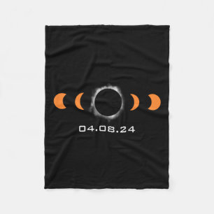 Total Sun Eclipse Solar April 8 2024 Path Of Total Fleece Blanket