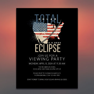 Total Total Solar Eclipse USA Map Viewing Party Invitation Postcard
