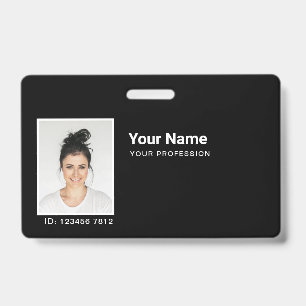 TotalBlack Employee Photo Bar or Qr Code Logo Name ID Badge
