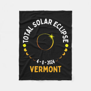 Totality 04 08 24 Total Solar Eclipse 2024 Vermont Fleece Blanket