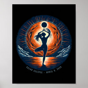 Totality April 8 Total Solar Eclipse Women Yoga _1 Poster