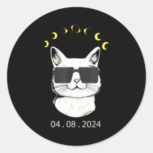 Totality April 8th Cat Solar Classic Round Sticker