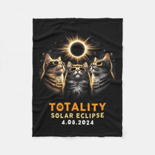 Totality Cats Wearing Solar Eclipse Gles 4.08.2024 Fleece Blanket