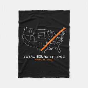 Totality Path 04 08 24 Total Solar Eclipse 2024 Fleece Blanket