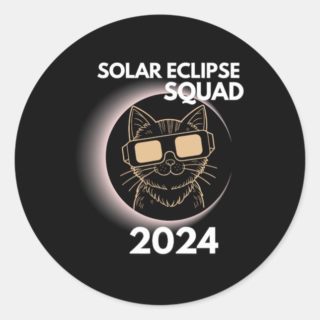Totality Solar Eclipse 2024 Cat Moon Sun Earth Apr Classic Round Sticker (Front)