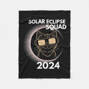 Totality Solar Eclipse 2024 Cat Moon Sun Earth Apr Fleece Blanket