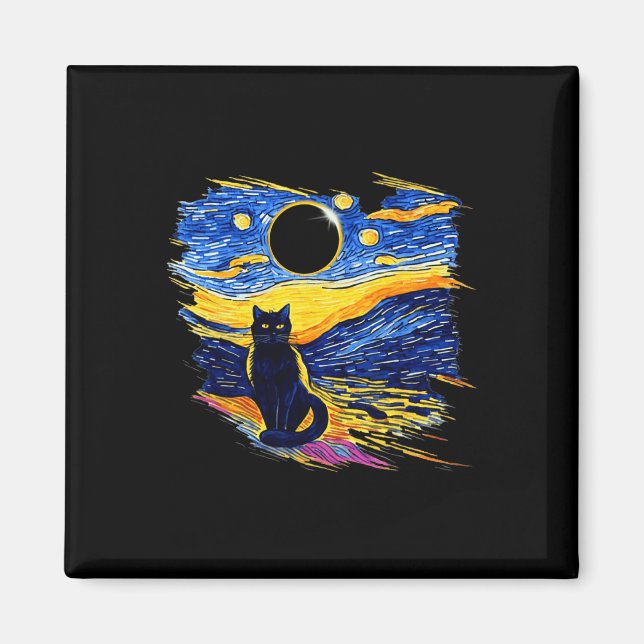 Totality Solar Eclipse 2024 Starry Night Van Gogh  Magnet (Front)