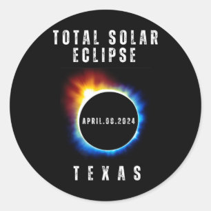 Totality Solar Eclipse 2024 Texas Souvenir Classic Round Sticker