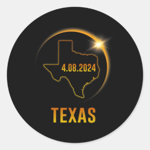 Totality Solar Eclipse April 8 2024 Texas Classic Round Sticker