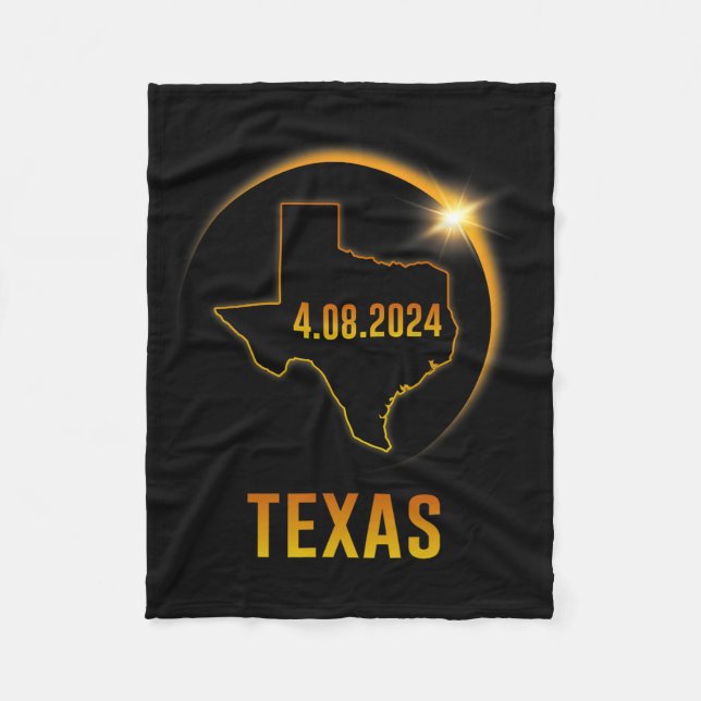 Totality Solar Eclipse April 8 2024 Texas  Fleece Blanket (Front)