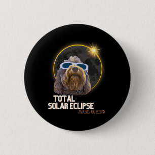 Totality Solar Eclipse Goldendoodle With Eclipse G 6 Cm Round Badge