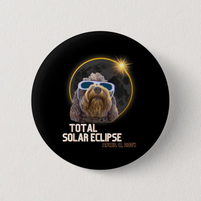 Totality Solar Eclipse Goldendoodle With Eclipse G 6 Cm Round Badge (Front)