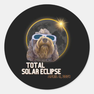 Totality Solar Eclipse Goldendoodle With Eclipse G Classic Round Sticker