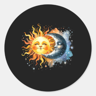 Totality Solar Eclipse Moon Sun Mystical Astrology Classic Round Sticker