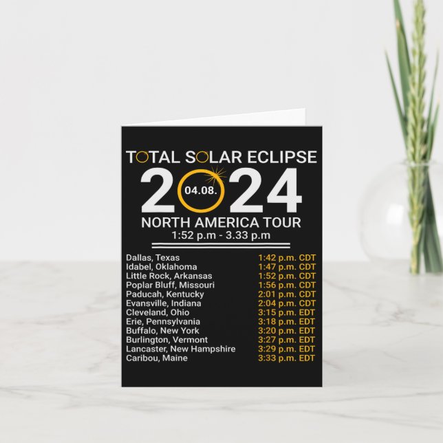 Totality Spring 4.08.24 Total Solar Eclipse 2024  Card (Front)