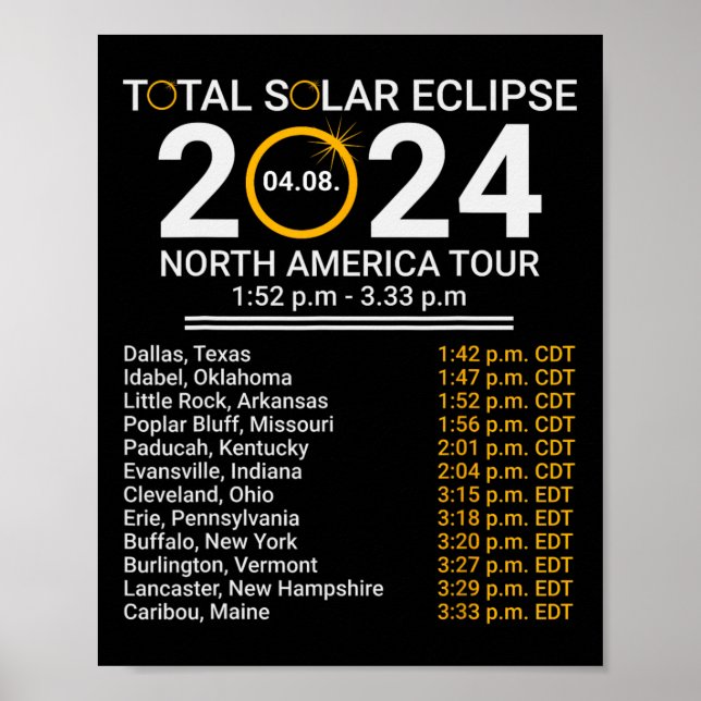 Totality Spring 4.08.24 Total Solar Eclipse 2024  Poster (Front)