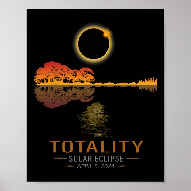 Totality Spring 4 08 24 Total Solar Eclipse Guitar Poster (Front)