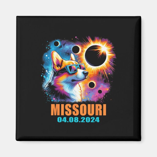 Totality Total Solar Eclipse 2024 Missouri Corgi D Magnet (Front)