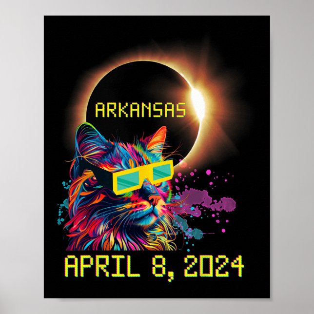 Totality Total Solar Eclipse Cat April 8 2024 Arka Poster (Front)