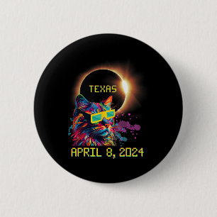 Totality Total Solar Eclipse Cat April 8 2024 Texa 6 Cm Round Badge