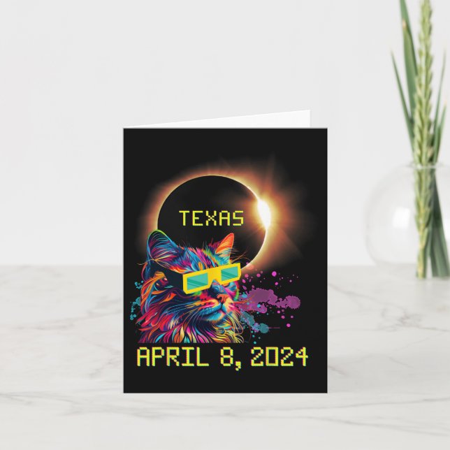Totality Total Solar Eclipse Cat April 8 2024 Texa Card (Front)