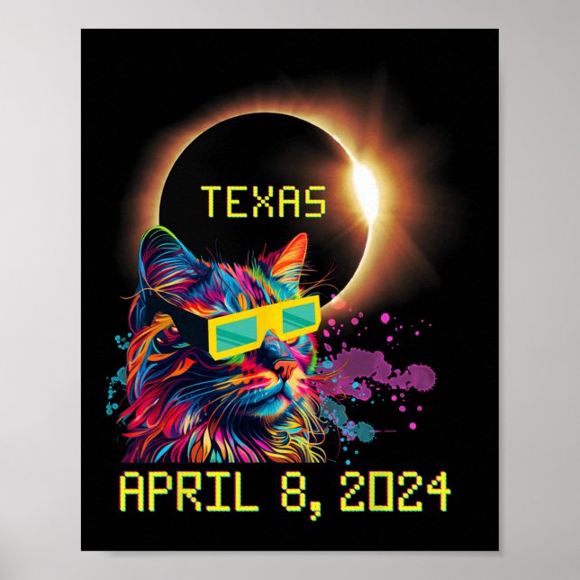 Totality Total Solar Eclipse Cat April 8 2024 Texa Poster (Front)