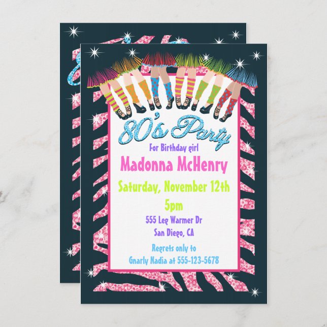 Totally 1980's Party Invitations (Front/Back)
