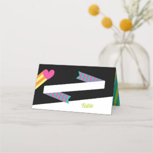 Totally 80s Hearts and Stripes Wedding Place Card