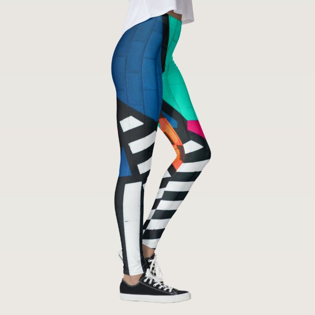 Totally 80s Painted Brick Block Colours Leggings (Right)