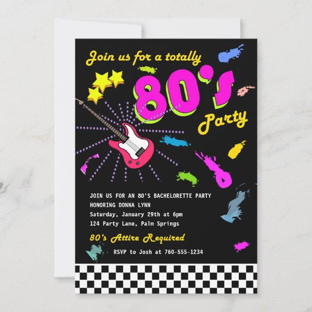 Totally 80's Party Invitations (Front)