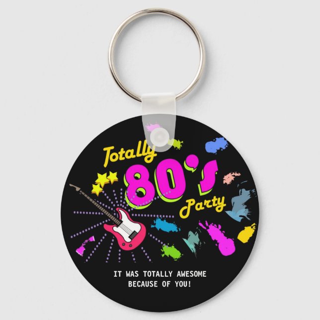 Totally 80s Party, Keychain Favours (Front)