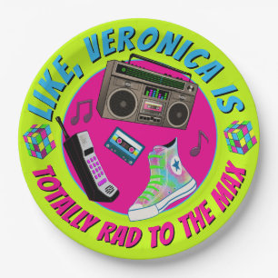 Totally 80s Retro Birthday Party Invitation Paper Plate