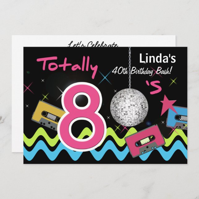 totally 80's retro  party Invitation (Front/Back)