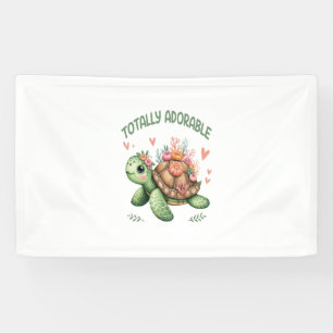 Totally Adorable Turtle with Coral Banner